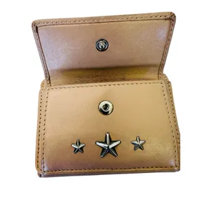 Jimmy Choo Nemo Trifold Wallet With Coin Purse Stars Studs‎ Leather Small Wallet thumbnail 4