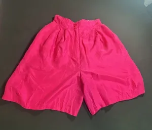 Leena Studio Vintage Hot Pink 100% Silk Pleated Bermuda Shorts thumbnail 2
