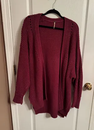 Free People Burgundy Cardigan thumbnail 1
