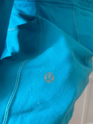 Lululemon Yohari Zip Front Jacket 10 Blue Mock Neck Tie Waist Sweatshirt Top thumbnail 7
