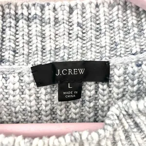 J Crew Marled Cotton-Blend Crewneck Sweater Size L Blue Cozy Minimalist Coastal thumbnail 3
