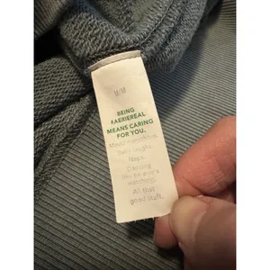 AERIE Distressed Oversized Crewneck Sweatshirt Sage Green Women’s Cozy - Size M thumbnail 7