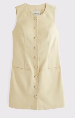 Abercrombie Mara High-Neck Vest Mini Dress in Butter Yellow Size Small Preppy thumbnail 1