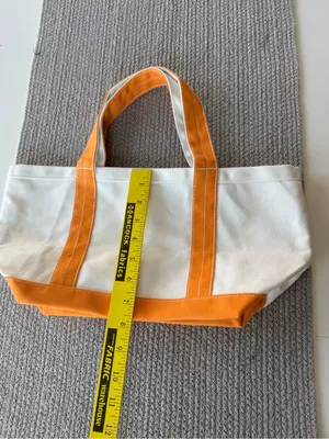 Vintage Ivory Orange Cotton Canvas Boat Tote Shoulder Bag Purse thumbnail 6