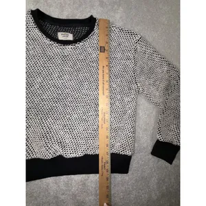 Marine Layer Sweater Xs Black White Birdseye Textured Crew Neck Cotton Blend thumbnail 6