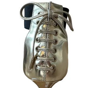 Jimmy Choo Dario Black Ladder Strap‎ Gold Heel Sandals Size US 8, IT 38 thumbnail 8