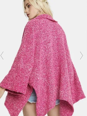 Free People BFF Cardigan Open Front in a Prickly Pear pink color S thumbnail 2