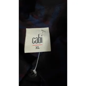 Cabi Womens XL Peplum Plaid Shirt Navy Blue Black Rayon‎ Button Up Top thumbnail 2