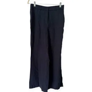 NWT OGL European Linen-Like Mid Rise Flared Pant Size Medium Pockets Denim Navy thumbnail 4