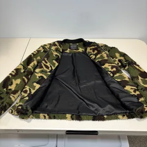 Sanctuary Green Camoflauge Zip Up Fleece Jacket Lined‎ Medium thumbnail 6