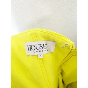 House Of CB Paloma Maxi Dress Yellow Strapless Draped Chiffon Size Small Corset thumbnail 6