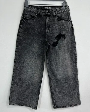 REWASH Size 9/29‎ Y2K Baggy Super High Rise Distressed Jeans Wide Leg Streetwear thumbnail 1
