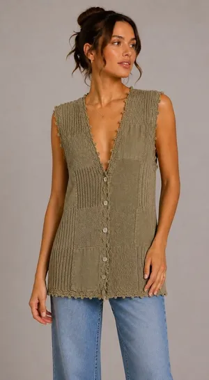 Cambridge Dry Goods Knit Vest Small Brown Sweater NWT Cottagecore thumbnail 1
