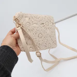 Unbranded Crossbody Bag Womens OS Crochet Lace Cream Boho Wristlet Excellent thumbnail 4