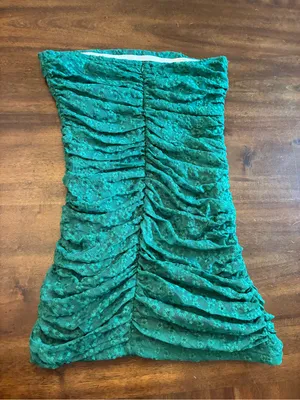 Hello Molly Dress Strapless Women’s XL Green Floral Ruched Mini 10 thumbnail 3
