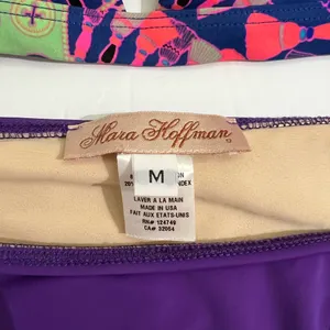 Mara Hoffman Bikini Set Purple Psychedelic Print Triangle Side Tie Medium thumbnail 4
