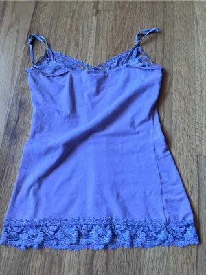 Y2K purple Charlotte Russe lace-trim camisole tank top size medium thumbnail 4
