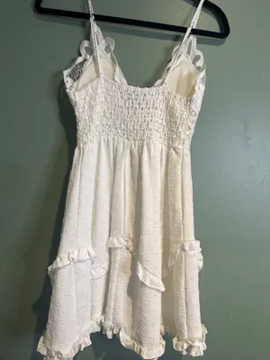 New Rue21 White Lace Mini Dress Womens S Coquette Cottagecore Ruffle Slip Dress thumbnail 7