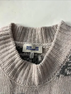 Baum und Pferdgarten ‘Cherika’ Wool Knit Rose Print Chunky Sweater S Gray thumbnail 6