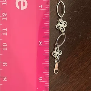Intricate Silver Bracelet Anklet with Floral Links thumbnail 4