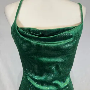 Liz & Sara sparkling shimmer green velvet mini dress size large NWT thumbnail 2