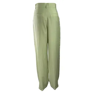 Zara Womens Green High Waisted Pleated Straight Wide Leg Trousers Dress Pants XS thumbnail 3
