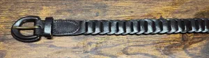 Womens‎ Dark Brown Woven Leather Belt Size Small Braided Cowhide Brass Buckle thumbnail 1