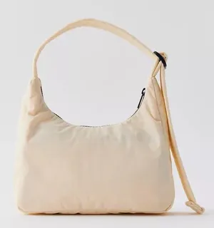 BAGGU Mini shoulder bag nylon ivory cream balck zipper adjustable thumbnail 1