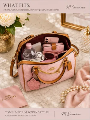 NEW Coach Medium Powder Pink Signature Rowan Satchel CEA18 NWT thumbnail 8