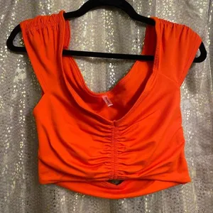 Free People Breathe Deeper Crop Tank Bright Orange Medium NWOT thumbnail 1