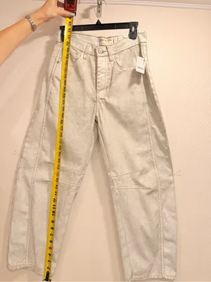 NWT We The Free Good Luck Mid Rise Barrel Acid-Wash Denim Jeans Off-White Sz 24 thumbnail 6