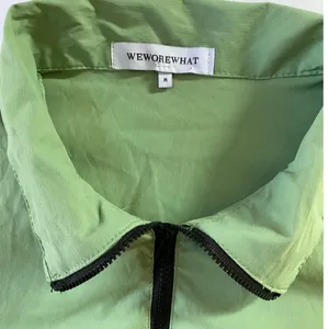 WeWoreWhat Green Cropped 1/4 Zip Pullover Womens‎ Medium Quarter Zip Sweatshirt thumbnail 4