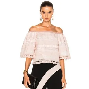 Revolve‎ ALEXIS Finn Lace Off Shoulder Top Blouse Blush Pink Silk Lacey X-Small thumbnail 4