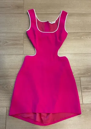 Amanda Uprichard Women’s Beeba Dress Hot Pink White Mini Open Back Size M thumbnail 1