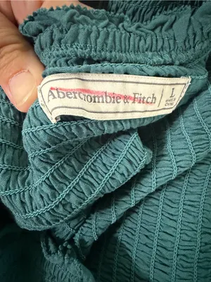 Abercrombie & fitch green smocked tank top ruffle top & bottom size large crop thumbnail 2