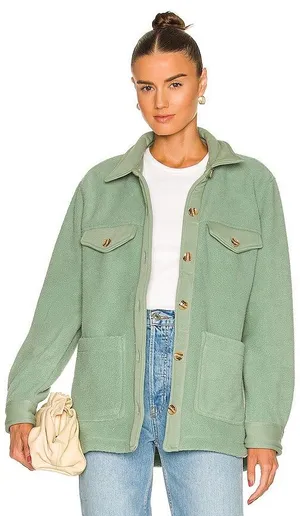 Shacket in Diamond Hands BLANKNYC ~ Sage Green Teddy Shacket Jacket - Women thumbnail 1