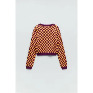 NWT Zara Wool Blend Plaid Knit Cardigan Jacket Size Small thumbnail 5