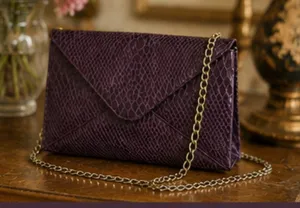 Jessica McClintock Purse Envelope Purple Formal Casual Chain Clutch Y2K Vintage thumbnail 1