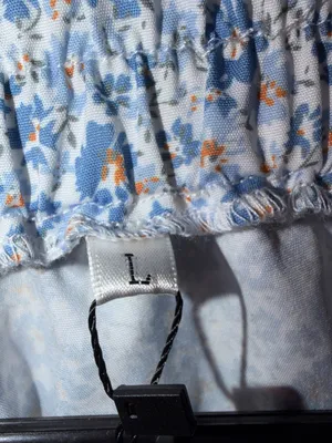 FASHION Floral Tiered Maxi Skirt Blue Boho Cottagecore Cottage Elastic Waist L thumbnail 4