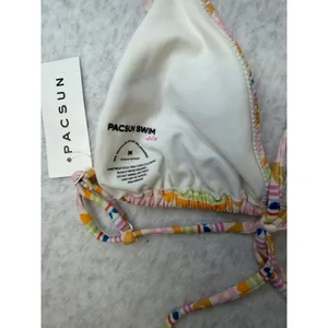PacSun‎ Swim Eco Multi Color Retro Print Triangle Bikini Top Womens Medium NWT thumbnail 5