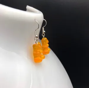 Handmade Orange Teddy Bear / Gummy Bear Earrings thumbnail 3