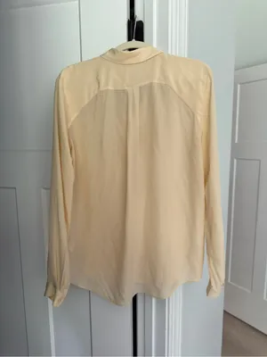 & other stories butter yellow shirt silk‎ long sleeve button up top thumbnail 4