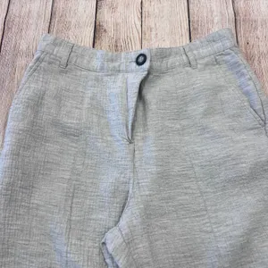 Zara Womens High Rise Textured Cotton Tapered Pants Light Grey Size 4 8574/039 thumbnail 2