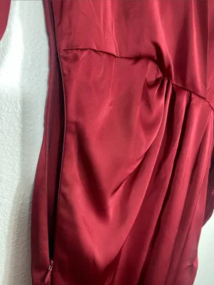Vici Burgundy Satin Twist-Waist Midi Dress Size Xs thumbnail 5