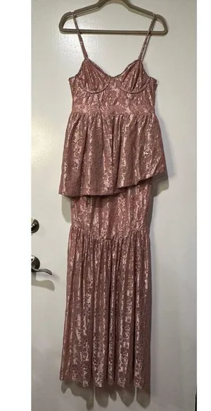 For Love & Lemons Shai Maxi Dress Dusty Pink Size Medium NWT Feminine Romantic thumbnail 2