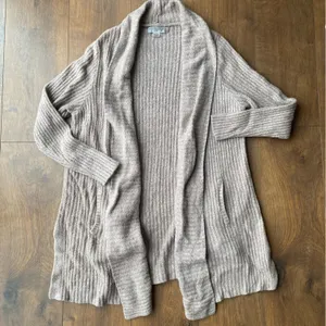 Barefoot Dreams CozyChic Lite Montecito Cardigan Taupe – Size Large thumbnail 1