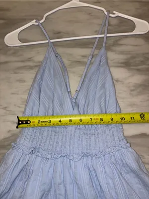 Light Blue Smocked Waist Spaghetti Strap Dress thumbnail 5