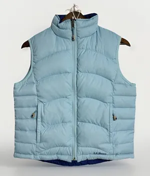 L.L.Bean Royal & Light Blue Reversible Goose Down Puffer Vest – Women’s Small thumbnail 1