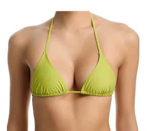 Solid & Striped The Iris Triangle Bikini Top Guava Green Fish Charms Size M thumbnail 1