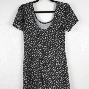 Altar'd State Black White Floral Short Sleeve‎ Mini Dress Cottagecore thumbnail 2